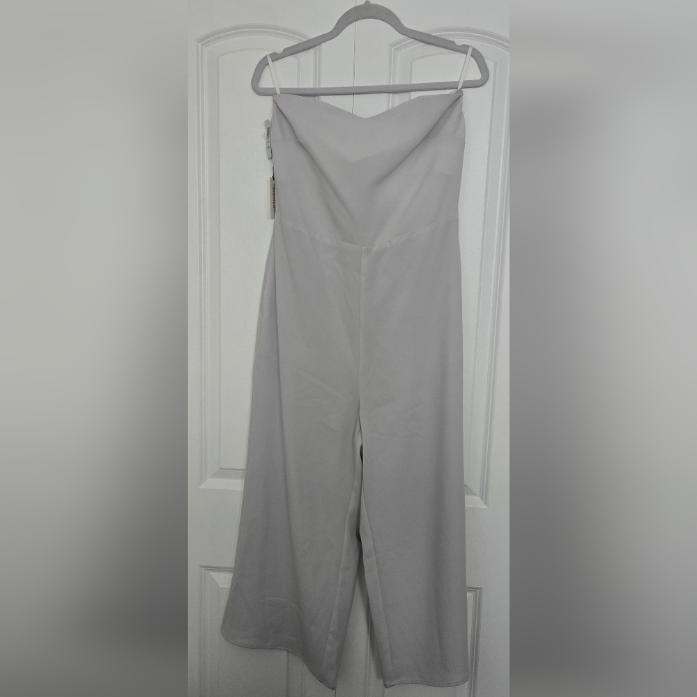 Babaton Roshan Light Grey Strapless Jumpsuit